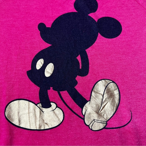 Disney Mickey Mouse Silhouette Gold Boots Crewneck Sweatshirt Red Women’s L - Picture 3 of 5